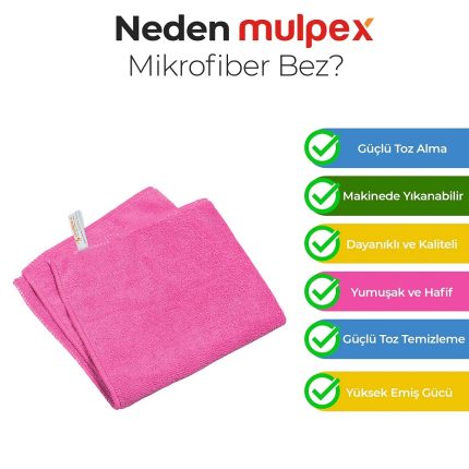 Mulpex Mikrofiber Genel Temizlik Bezi Pembe 40X40 cm.