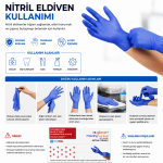 RS Gloves Mavi Nitril Pudrasız Ekstra Güçlü Muayene Eldiveni M Beden 100’lü Non Steril - Görsel 3