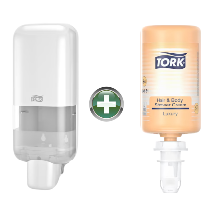 Tork S4 Sabun Dispenseri 564500 ve 1 L Tork Luxury 424661 sabun