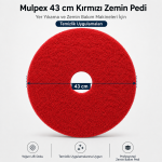 Mulpex 43 cm Kırmızı Zemin Temizlik Pedi – Yer Yıkama Makinesi Pedi - Görsel 3