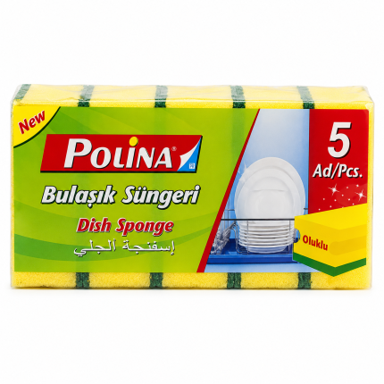 Polina 5'li oluklu bulaşık süngeri paket görseli
