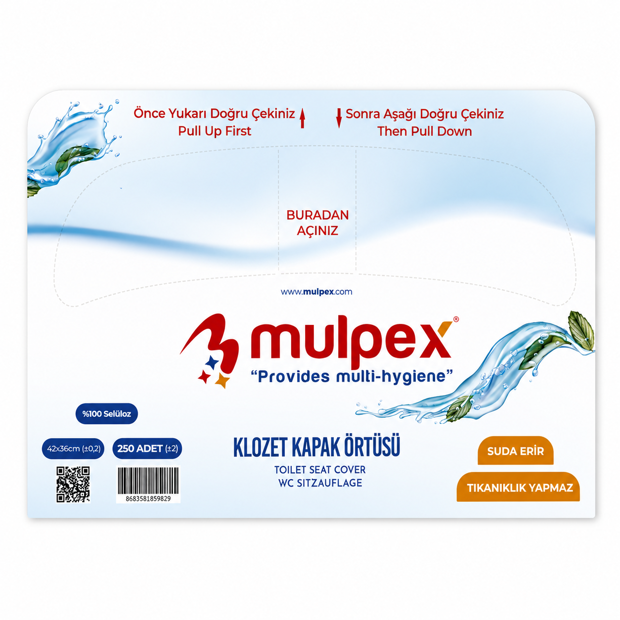 Mulpex Klozet Kapak Örtüsü 250 Adet Mulpex klozet kapak örtüsü 250 adet 0 selüloz