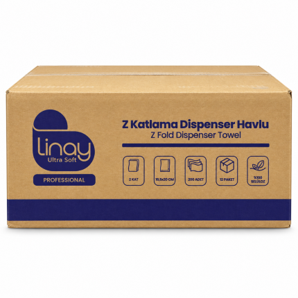 Linay Ultra Soft Z katlama dispenser havlu 2 katlı 200 yaprak 12 paket koli
